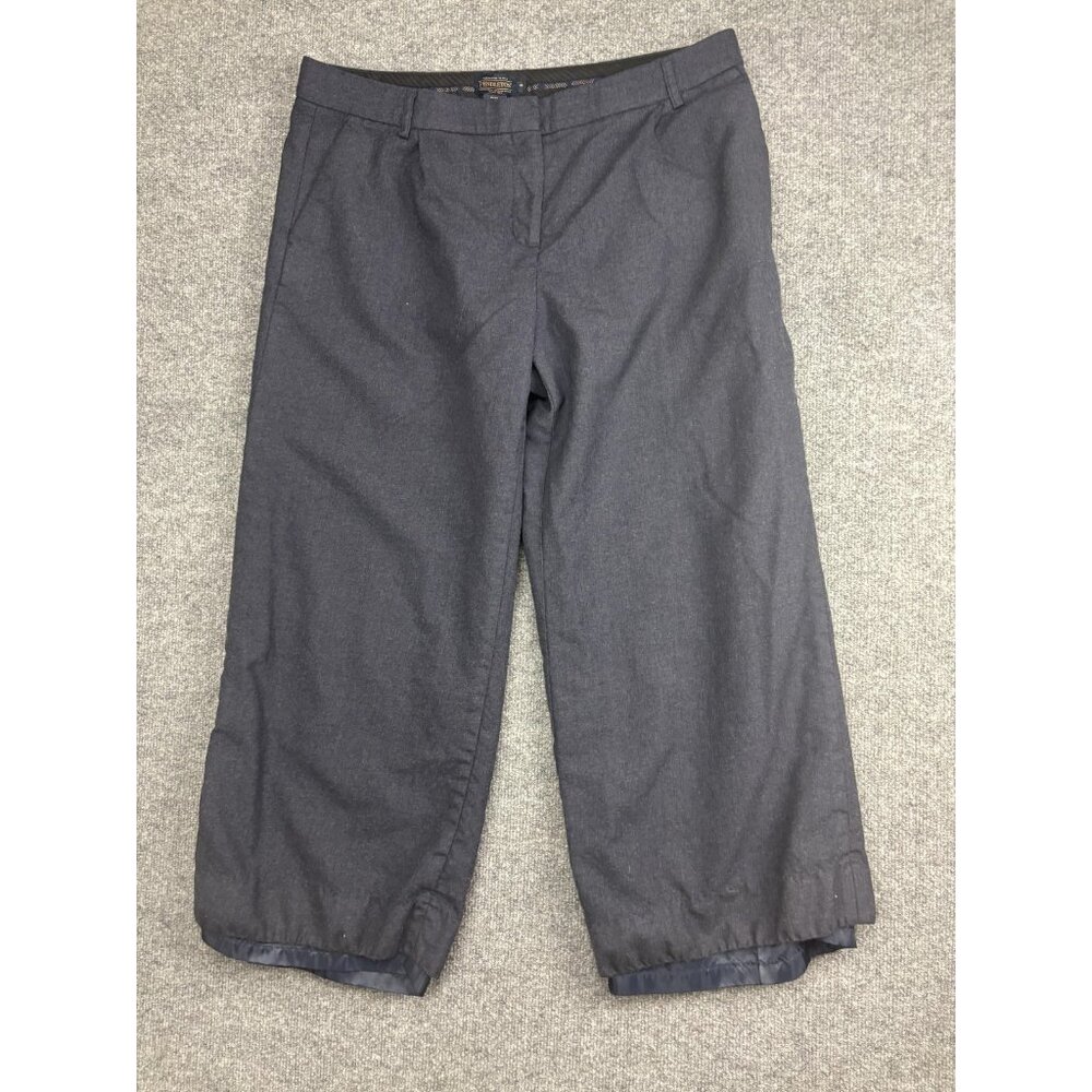 Pendleton Pants Womens 18 Gray Wool Cropped Straight Leg Lined Cuffed Made USA